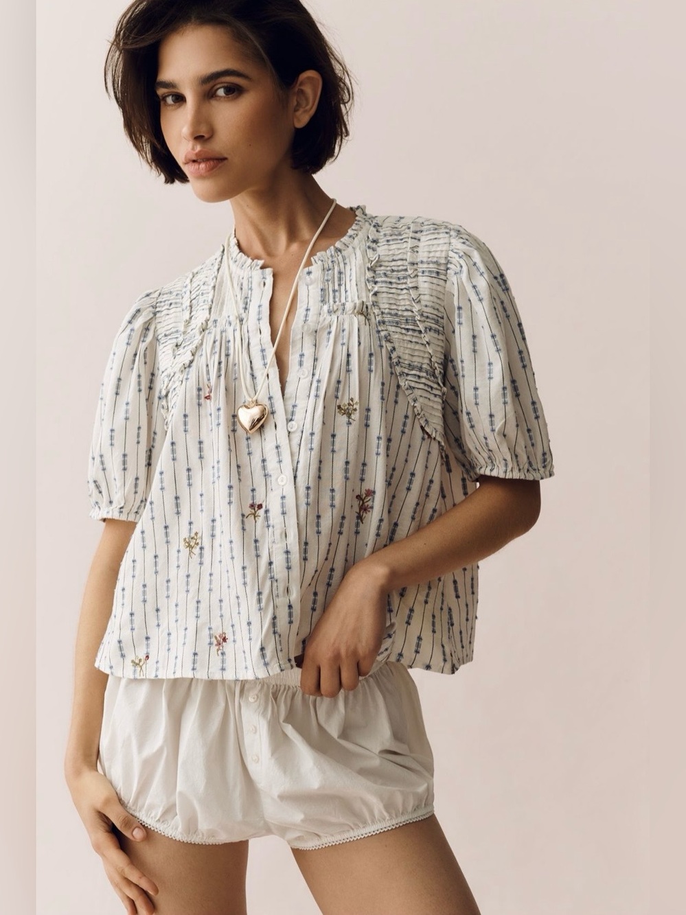 Anthropologie Cotton Crop Swing Top - Picture 2 of 7